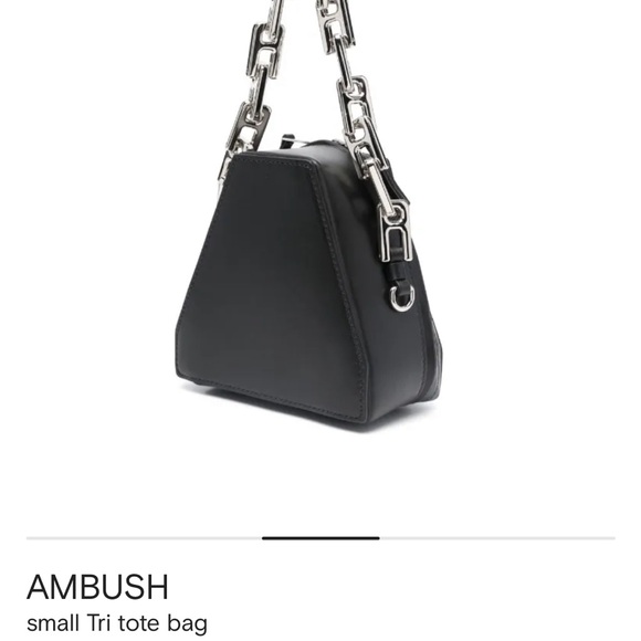 RARE Ambush SILVER Small Tri Tote Leather Crossbody Bag with Silver Chain - Picture 8 of 9